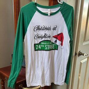 Christmas at Creighton Miracle on 24th Street Long Sleeve Shirt green white med